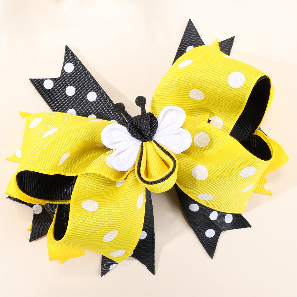 Wholesale 20pcs/pack children' s hair accessories all-match fresh hairpin cute bee ribbon bow hairpin